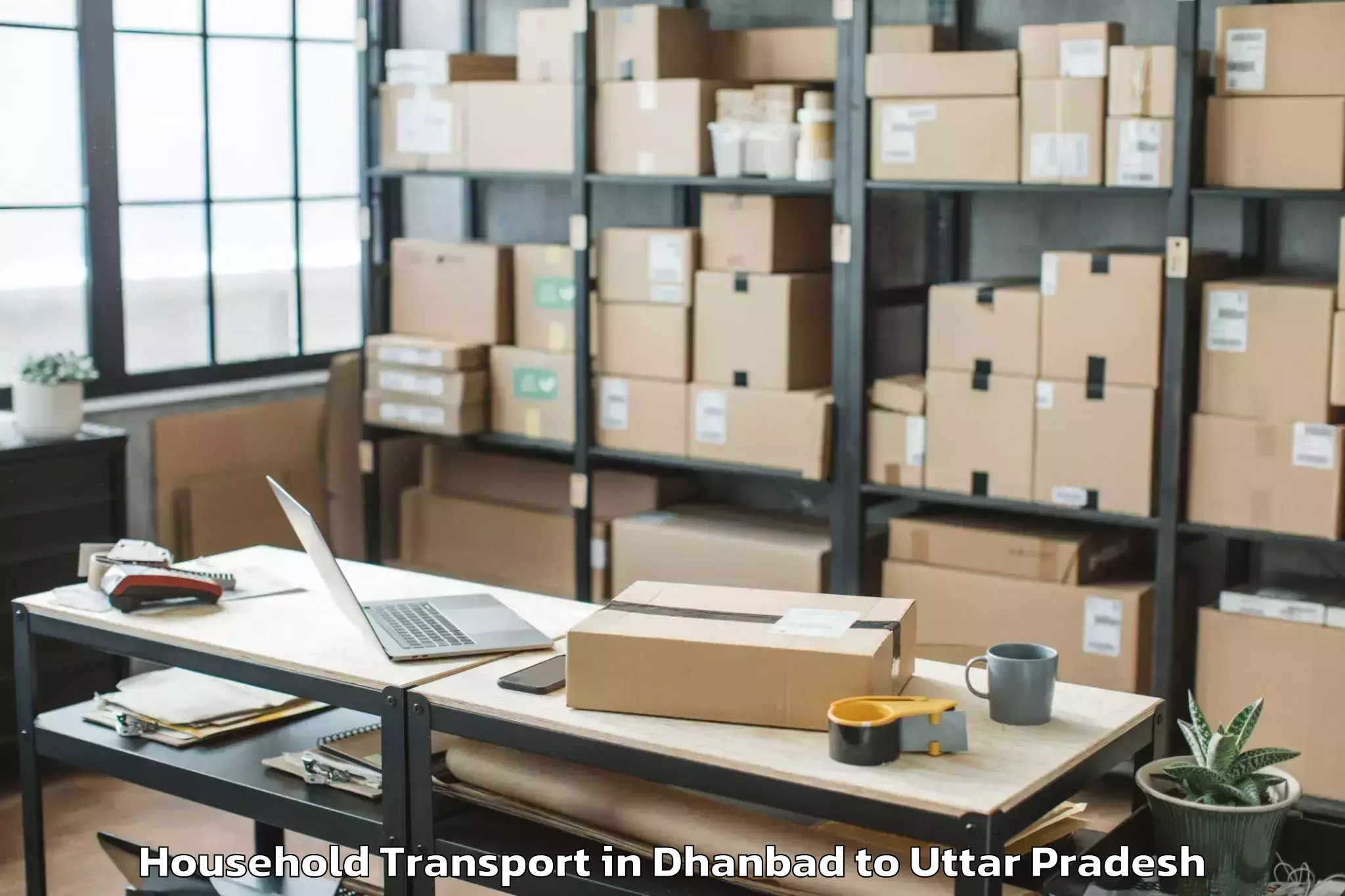 Easy Dhanbad to Allahganj Household Transport Booking